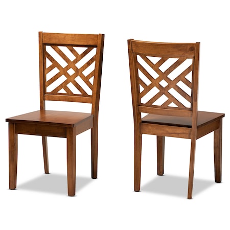 Baxton Studio Caron Modern and Contemporary Transitional Walnut Brown Finished Wood 2-Piece Dining Chair Set 180-11431-Zoro